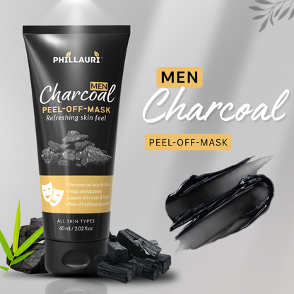 Phillauri Men Charcoal Peel-Off Mask – Refreshing Skin Feel, 60ml