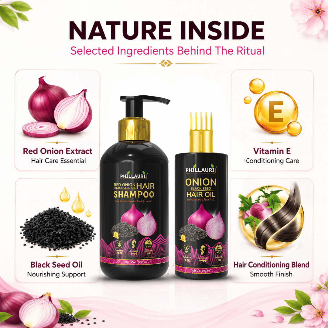 Phillauri Onion Black Seed Hair Oil & Shampoo Combo