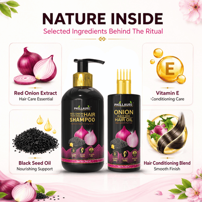 Phillauri Onion Black Seed Hair Oil & Shampoo Combo