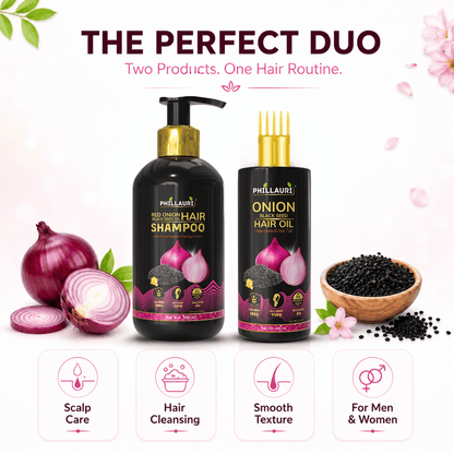 Phillauri Onion Black Seed Hair Oil & Shampoo Combo