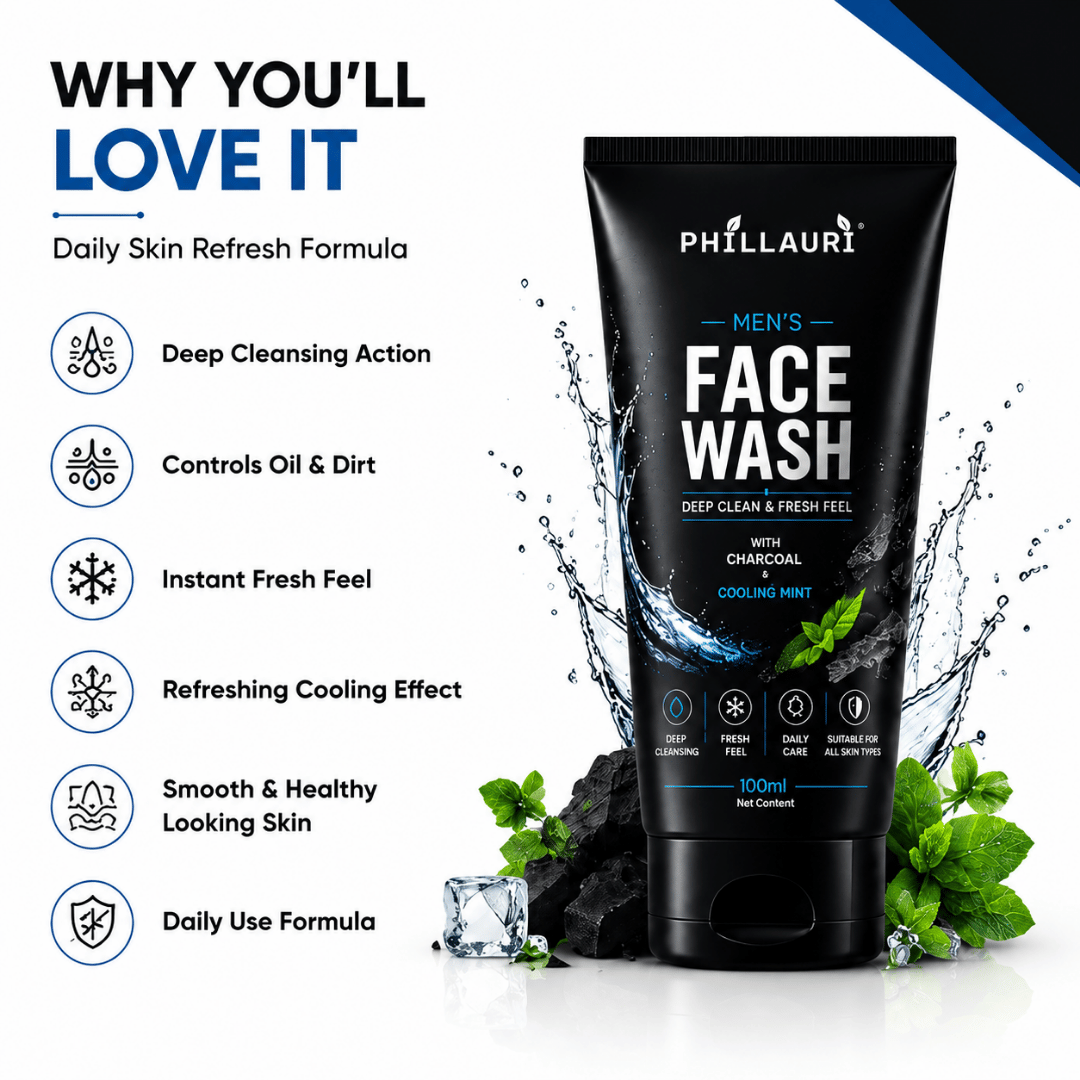 Phillauri Men's Face Wash – With Activated Charcoal & Cooling Mint