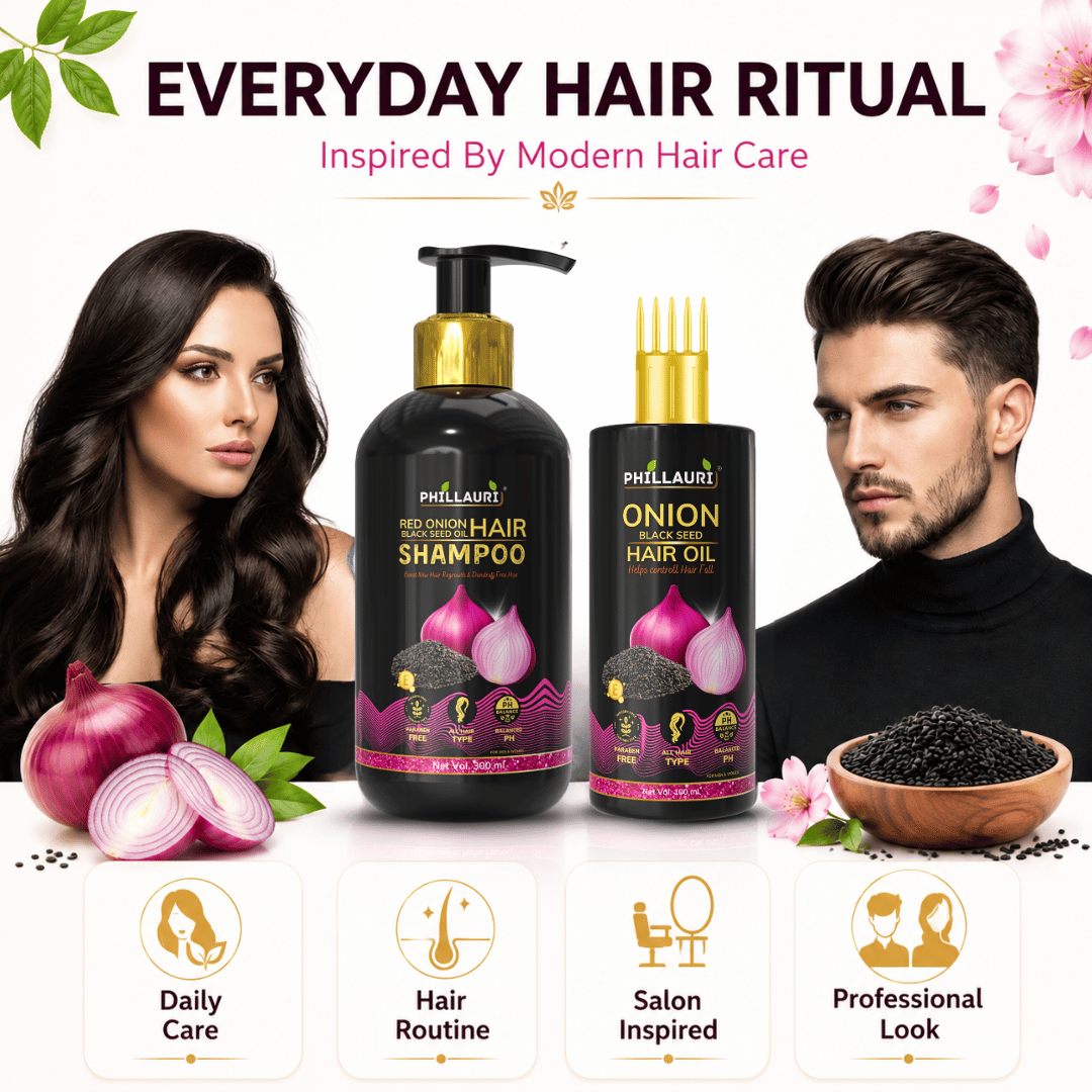 Phillauri Onion Black Seed Hair Oil & Shampoo Combo