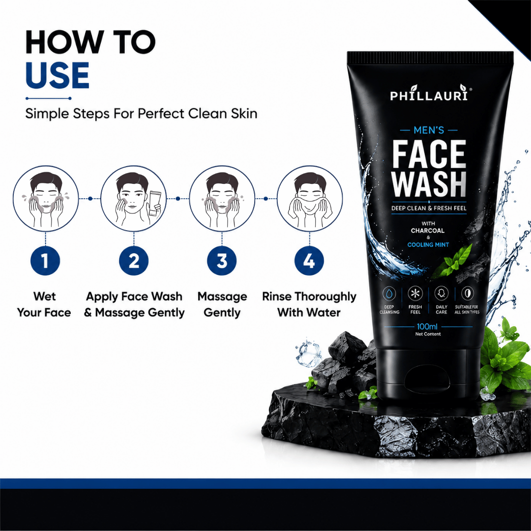 Phillauri Men's Face Wash – With Activated Charcoal & Cooling Mint