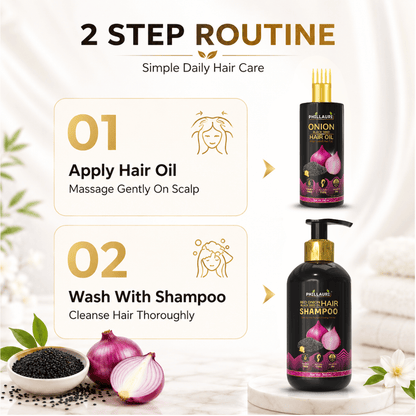 Phillauri Onion Black Seed Hair Oil & Shampoo Combo