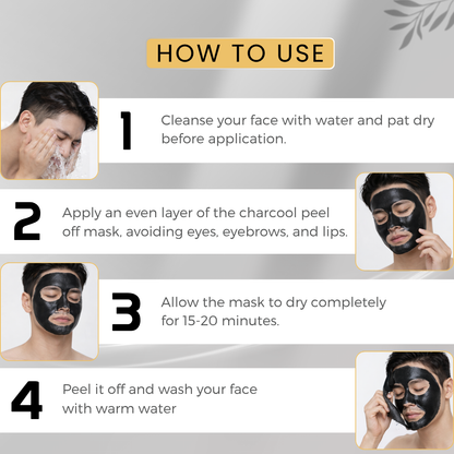 Phillauri Men Charcoal Peel-Off Mask – Refreshing Skin Feel, 60ml