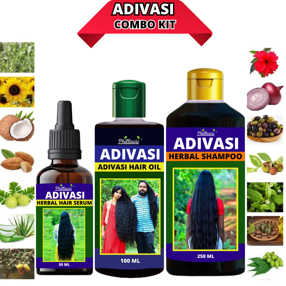 Phillauri Herbal Hair Serum ,shampoo And Adivasi Hair Oil For Strong And Shiny Hair