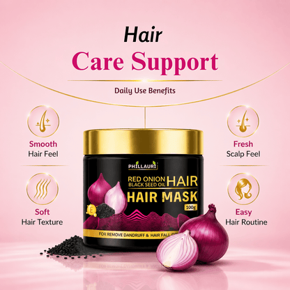 Phillauri Red Onion with Black Seed Oil Hair Mask – For Dandruff & Hair Fall Control