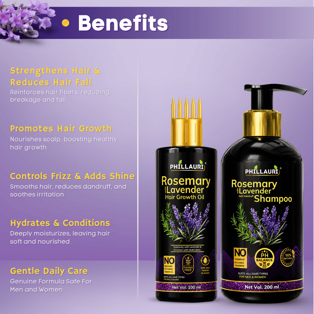 Phillauri Rosemary Lavender Hair Oil And Anti-dandruff Shampoo Combo