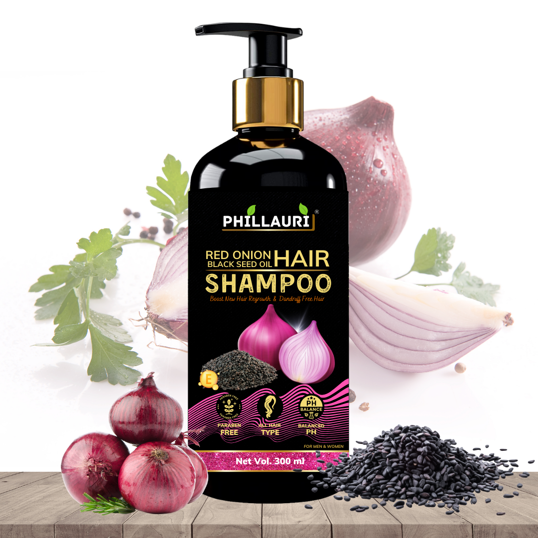 Phillauri Red Onion Black Seed Shampoo For Hair Regrowth, 300ML