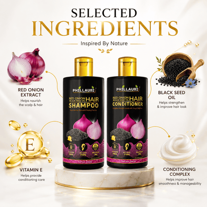 Phillauri Red Onion with Black Seed Oil Shampoo & Conditioner Duo