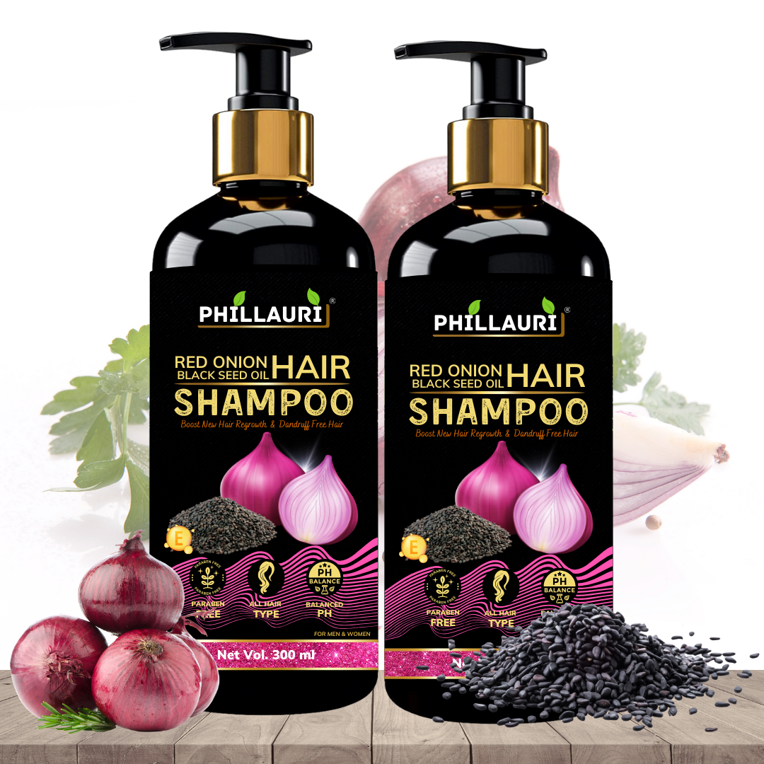 Phillauri Red Onion Black Seed Shampoo For Hair Regrowth, 300ML