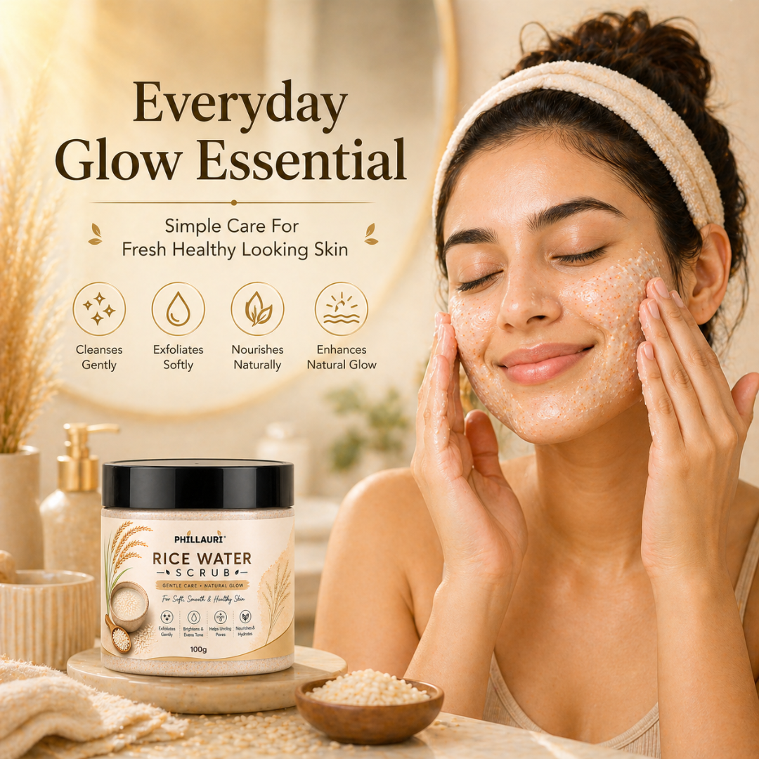 Phillauri Rice Water Scrub – Gentle Exfoliation & Natural Glow, 100g