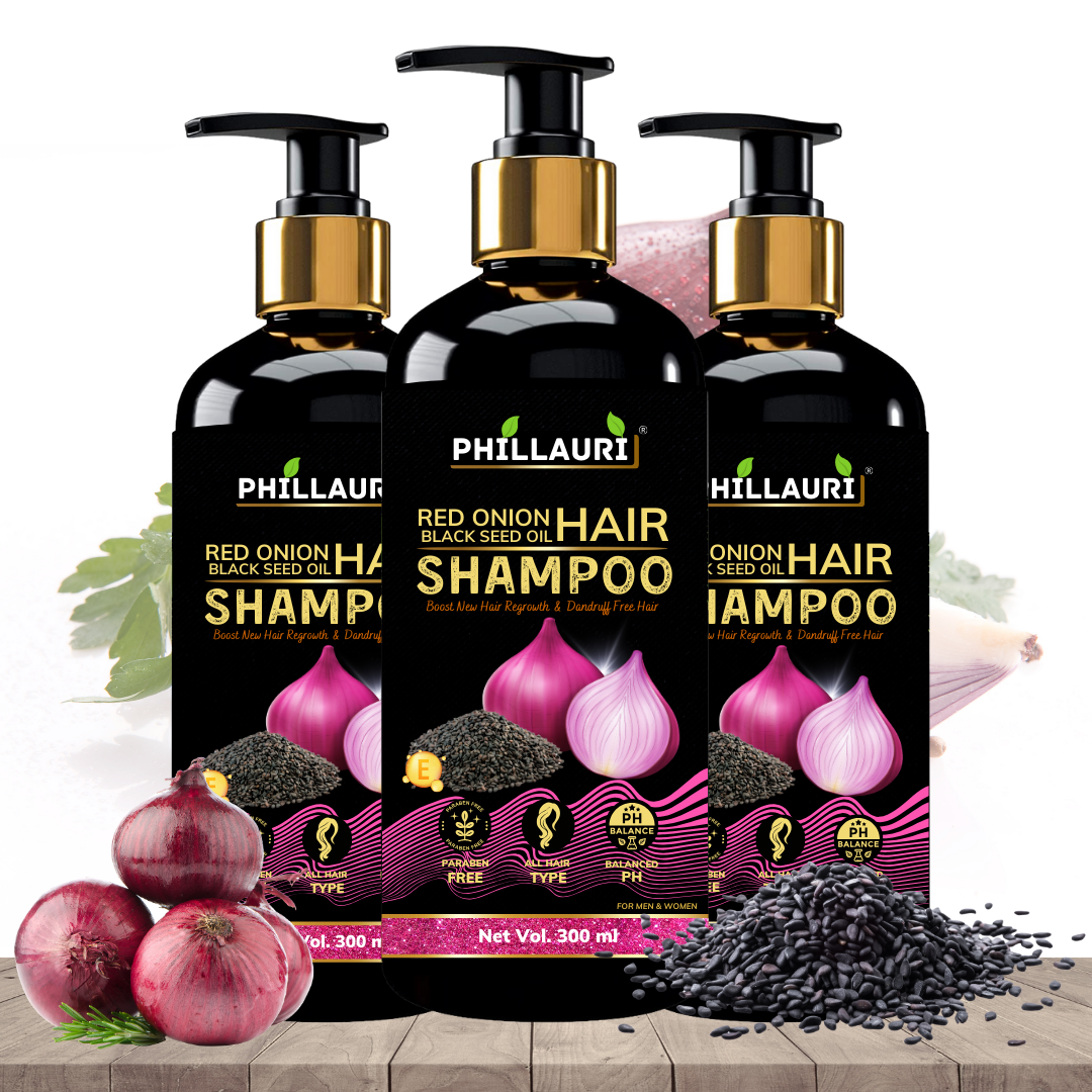 Phillauri Red Onion Black Seed Shampoo For Hair Regrowth, 300ML