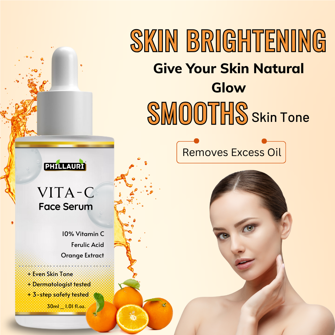 Phillauri 10% Vitamin C Face Serum With Hyaluronic Acid & Orange Ext For Skin Brightening