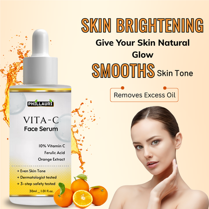 Phillauri 10% Vitamin C Face Serum With Hyaluronic Acid & Orange Ext For Skin Brightening