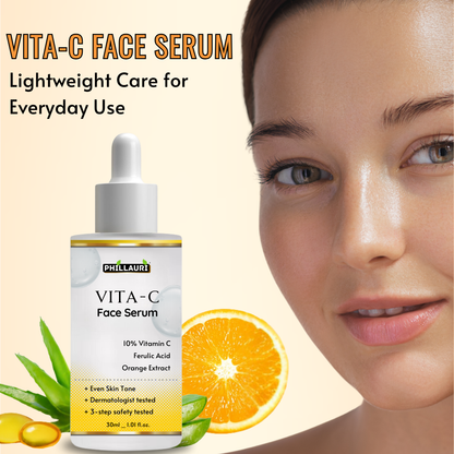 Phillauri 10% Vitamin C Face Serum With Hyaluronic Acid & Orange Ext For Skin Brightening