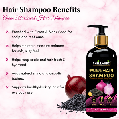 Phillauri Red Onion Black Seed Shampoo For Hair Regrowth, 300ML