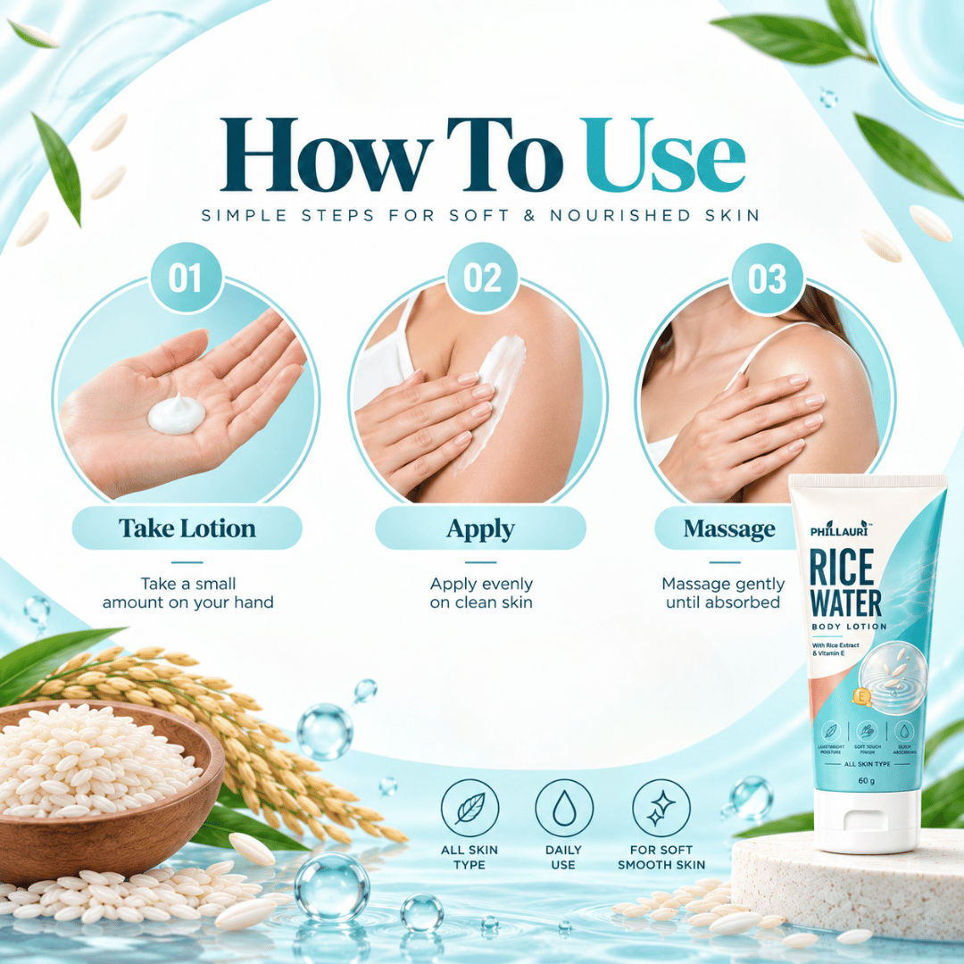 Phillauri Rice Water Body Lotion – With Rice Extract, Vitamin E & Aloe Vera