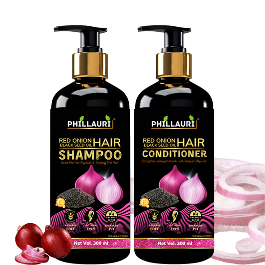 Phillauri Red Onion Black Seed Shampoo and Conditioner, 600ML