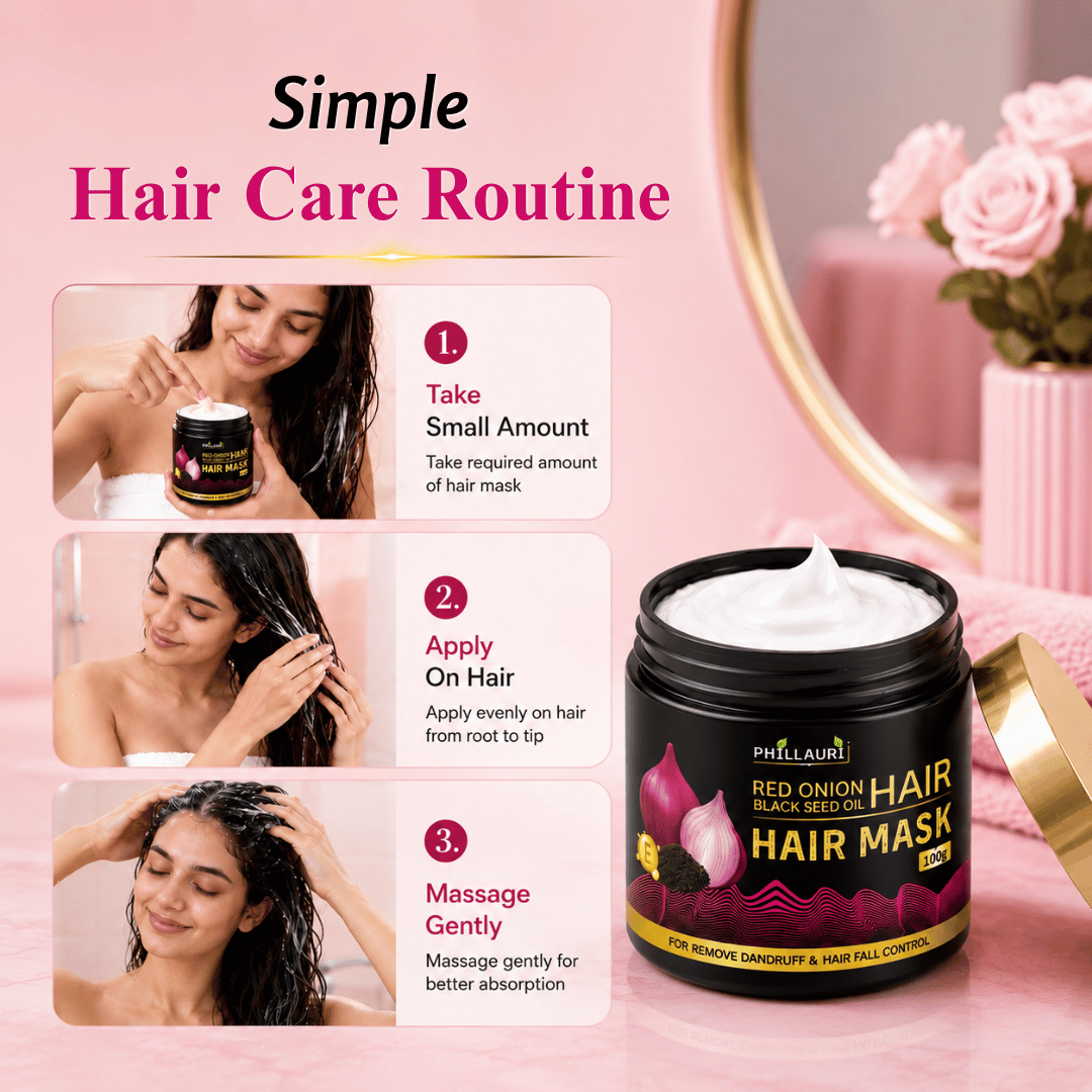 Phillauri Red Onion with Black Seed Oil Hair Mask – For Dandruff & Hair Fall Control