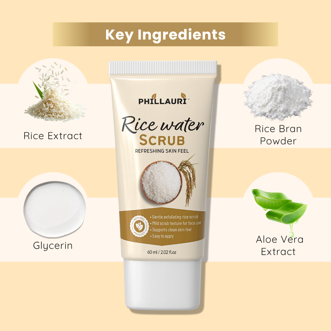Phillauri Rice Water Scrub – Gentle Exfoliating Face Scrub | 60ml (Pack-1)