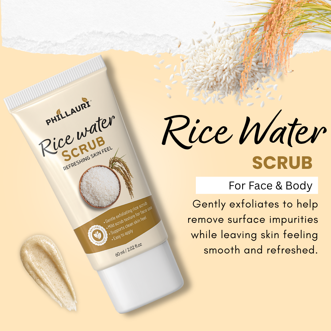 Phillauri Rice Water Scrub – Gentle Exfoliating Face Scrub | 60ml (Pack-1)