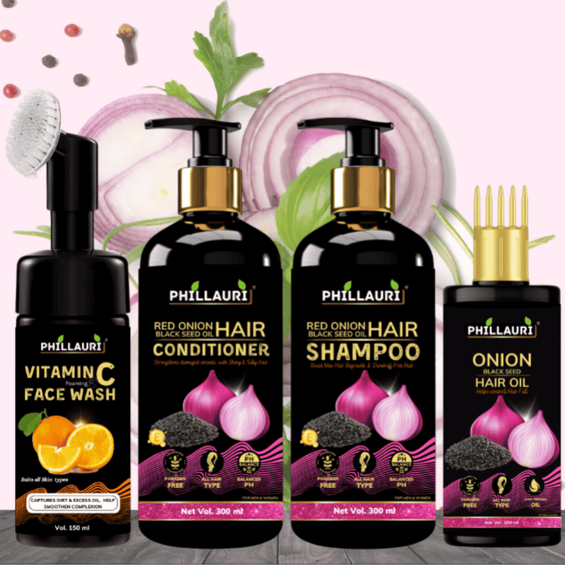 Phillauri Red Onion Healthy Hair care Kit with Face kit Combo Kit  (4 Items in the set) ⭐⭐⭐⭐⭐( 1,209 Ratings & 132 Reviews)