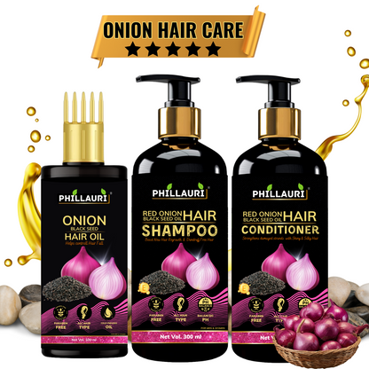 Phillauri Red Onion Black Seed Shampoo, Hair Oil, Conditioner For Hair Care