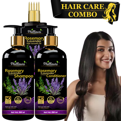 Phillauri Rosemary Lavender Hair Oil, Shampoo, Conditioner, 100ml+200ml+200ml